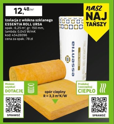 Izolacja z włókna szklanego ESSENTIA ROLL URSA promocja w Leroy Merlin