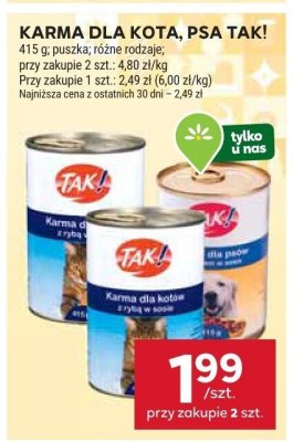 Karma dla kota, psa Taki promocja w Stokrotka