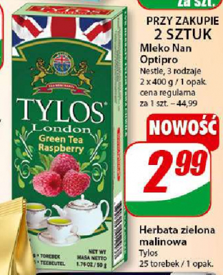 Herbata malinowa Tylos london green tea promocja