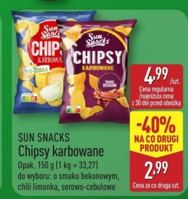 Chipsy karbowane serowo-cebulowe promocja w Aldi