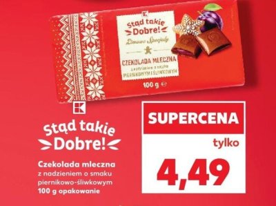 Czekolada mleczna z nadzieniem o smaku piernikowo-śliwkowym promocja w Kaufland
