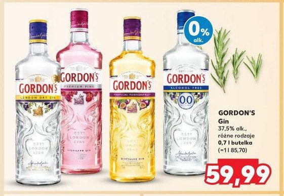 Gin bezalkoholowy Gordon's 0.0% promocja