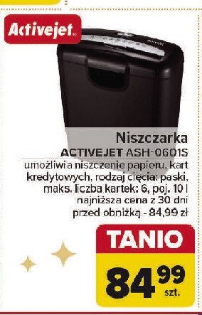 Niszczarka ash-0601s Activejet promocja