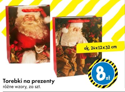 Torebki na prezenty różne wzory, ok. 26x12x32 cm promocja w Tedi