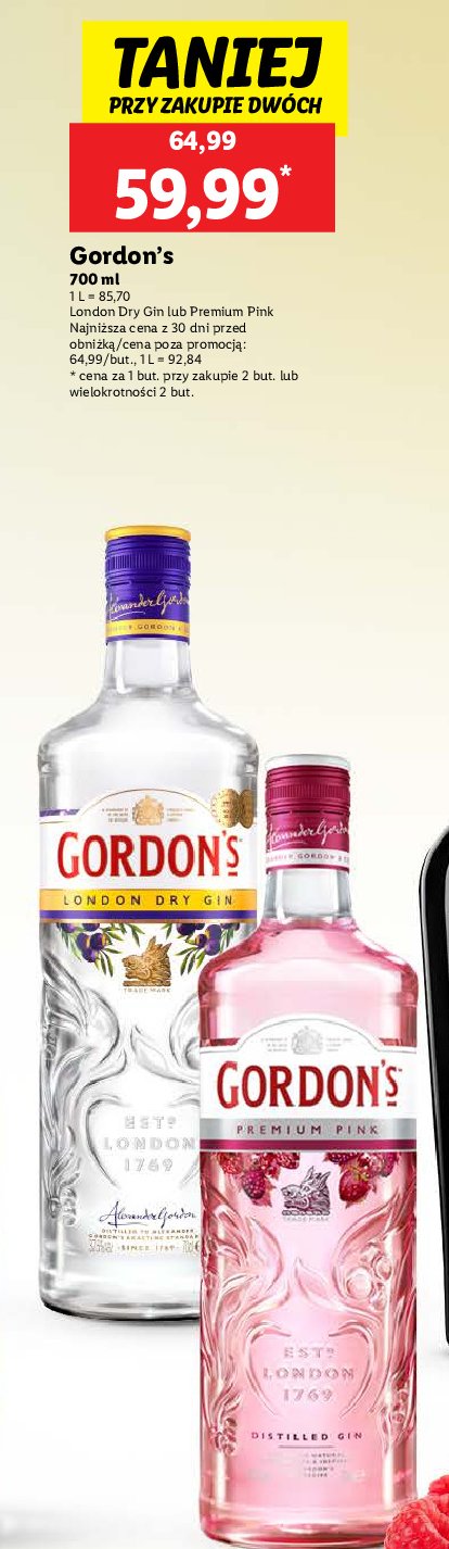 Gin Gordon's london dry gin promocja w Lidl