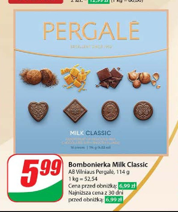 Praliny milk classic Pergale promocja w Dino