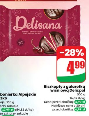 Biszkopty z galaretką wiśniową Delicpol promocja w Dino
