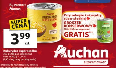Groszek konserwowy Auchan 400 g (przy zakupie kukurydzy super słodkiej) promocja w Auchan