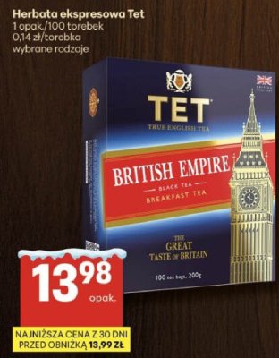 Herbata ekspresowa Tet British Empire wybrane rodzaje promocja w Delikatesy Centrum
