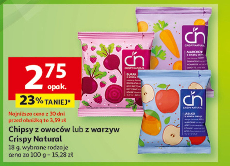 Chipsy z marchewki Crispy natural promocja w Auchan