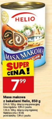 Masa makowa z bakaliami Helio, 850 g promocja w Twój Market