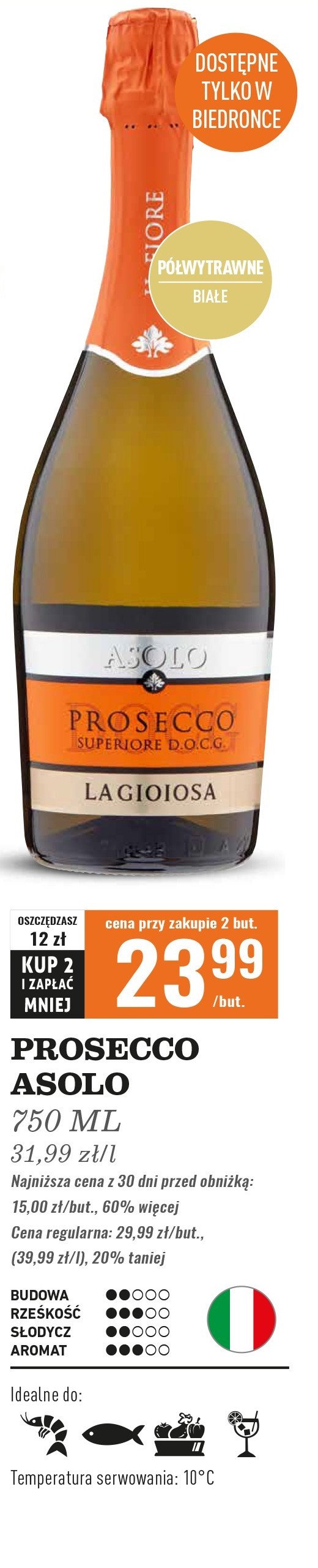 Wino Asolo prosecco la gioiosa promocja w Biedronka
