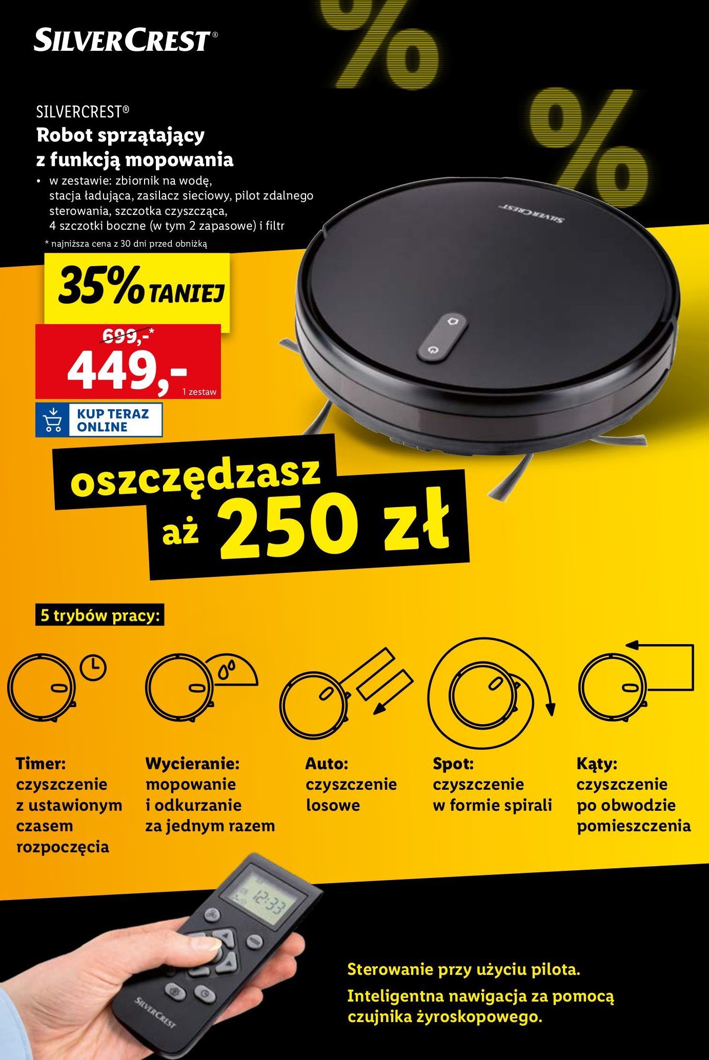 Robot sprzątający z funkcją mopowania Silvercrest promocja w Lidl