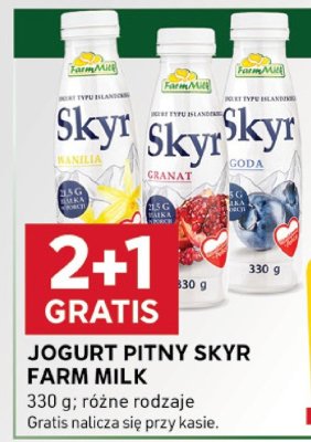Jogurt pitny Skyr, różne rodzaje 2+1 GRATIS Farm Milk promocja w Stokrotka