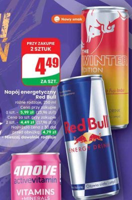Napój energetyczny Red Bull różne rodzaje promocja w Dino