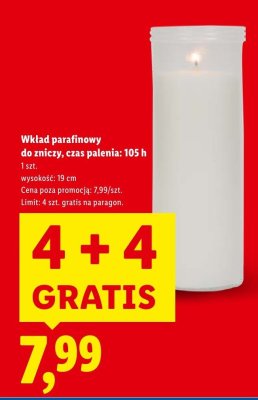Wkład parafinowy do zniczy 105 h promocja w Lidl
