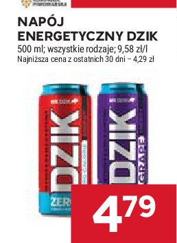 Napój energetyczny grape zero WK DZIK promocja w Stokrotka