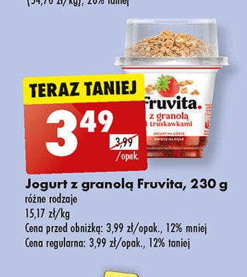 Jogurt truskawkowy z granol膮 Fruvita promocja