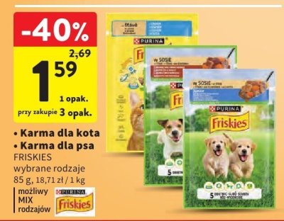 Karma dla psa wybrane rodzaje 85 g Friskies promocja w Intermarche