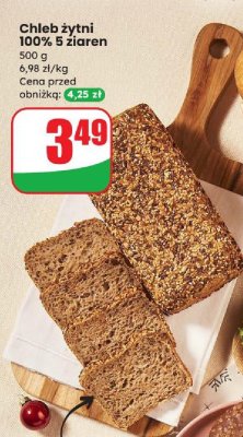 Chleb żytni 100% 5 ziaren promocja w Dino