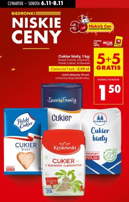 Cukier biały 1 kg 5+5 GRATIS promocja w Biedronka