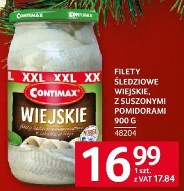 Filety śledziowe wiejskie marynowane z pomidorami Contimax 900g promocja w Selgros