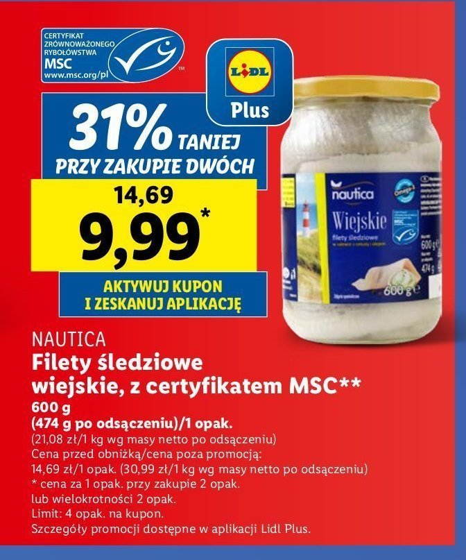 Filety śledziowe wiejskie Nautica schwartz promocja w Lidl