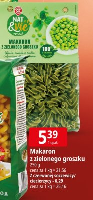 Makaron z zielonego groszku Nat&Ruc promocja w Leclerc
