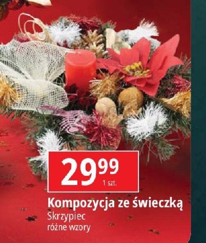 Kompozycja w doniczce ze świeczką Skrzypiec promocja w Leclerc