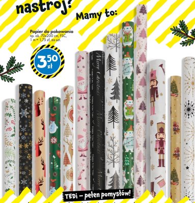 Papier do pakowania różne wzory promocja w Tedi