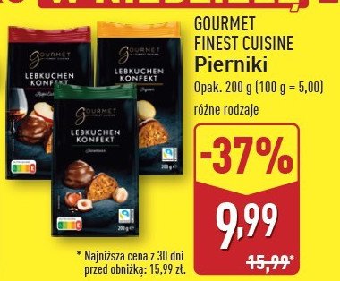 Pierniczki z nadzieniem orzechowym Gourmet finest cuisine promocja w Aldi