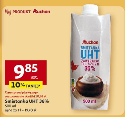 Śmietanka UHT 36% 500 ml promocja w Auchan