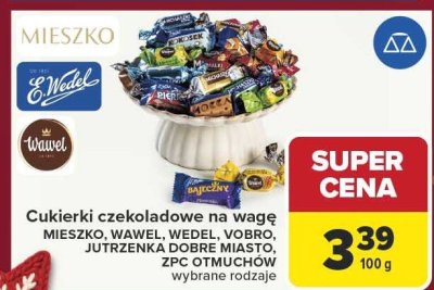 Cukierki czekoladowe na wagę Mieszko, Wawel, Wedel, Vobro, Jutrzenka Dobre Masztanie, ZPC Otmuchów promocja w Carrefour Market