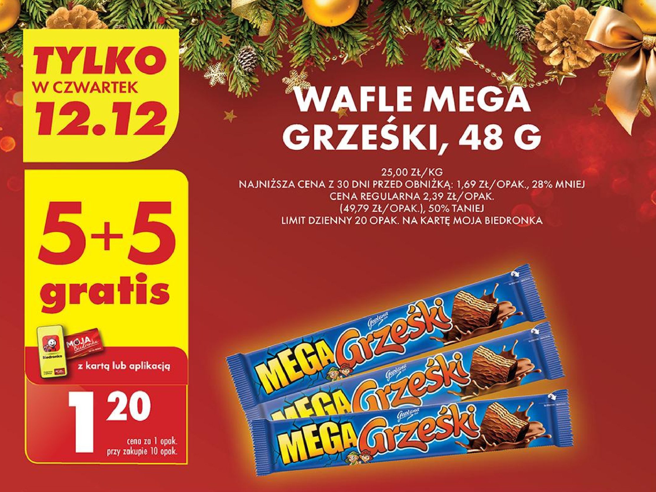 Wafelek kakaowy w czekoladzie deserowej Grześki mega promocja