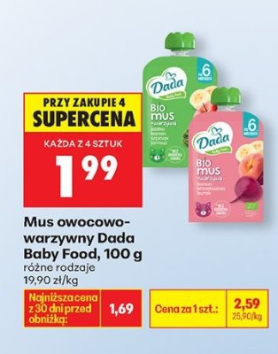 Mus owocowo-warzywny Dada Baby Food, różne rodzaje promocja w Biedronka