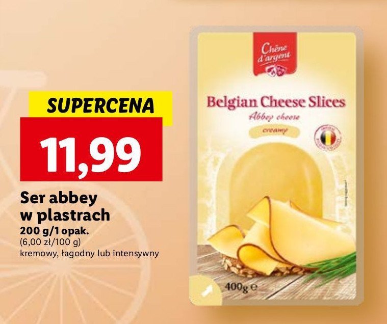 Ser belgijski podpuszczkowy dojrzewający w plastrach creamy Chene d'argent promocja