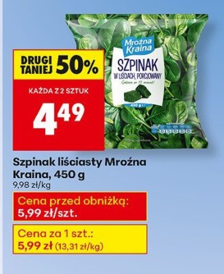 Szpinak liściasty Mroźna Kraina, 450 g promocja w Biedronka