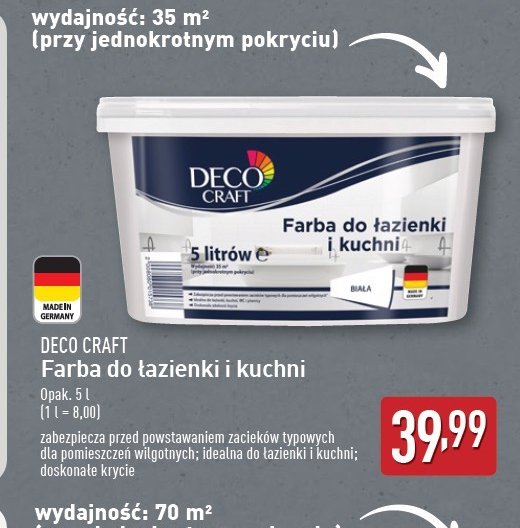 Farba biała do łazienki i kuchni Deco craft promocja