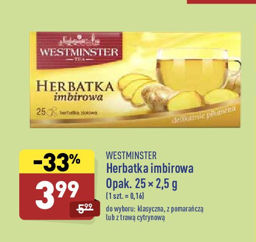 Herbata imbirowa z traw膮 cytrynow膮 Westminister promocja