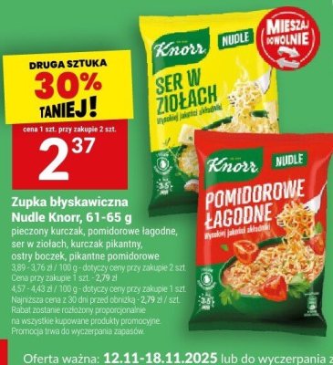 Zupka błyskawiczna Nudle Knorr, 61-65 g promocja w Twój Market
