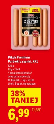 Parówki z szynki, XXL Pikok Premium promocja w Lidl