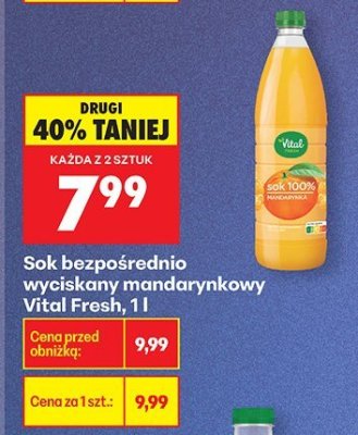 Sok bezpośrednio wyciskany mandarynkowy 1 l promocja w Biedronka
