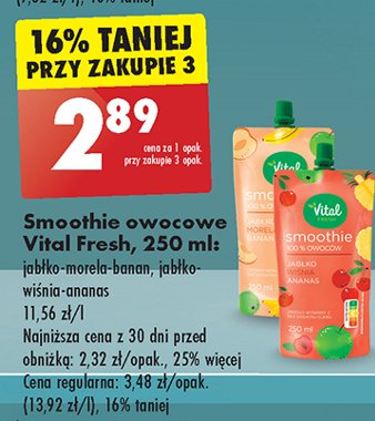 Smoothie jabłko-wiśnia-ananas Vital fresh smoothie promocja w Biedronka