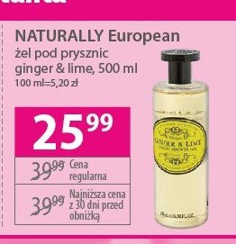 Żel pdo prysznic ginger & lime Naturally european promocja