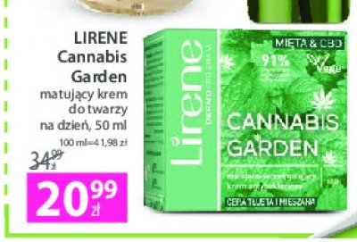 Krem do twarzy mięta & cbd cera tłusta i mieszana Lirene cannabis garden promocja