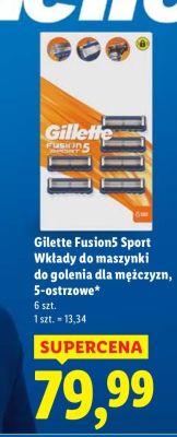 Wkłady do maszynki do golenia dla mężczyzn Gillette Fusion5 Sport, 5-ostrowe promocja w Lidl
