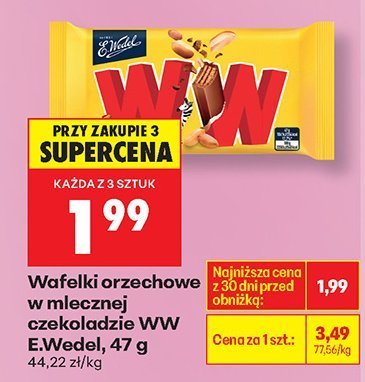 Wafelki orzechowe w mlecznej czekoladzie WW E.Wedel, 47 g promocja w Biedronka