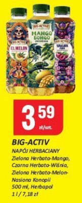 Napój herbaciany Big-Activ Zielona Herbata-Mango, Czarna Herbata-Wiśnia, Zielona Herbata-Melon-Nasiona Konopii Herbapol promocja w Chorten