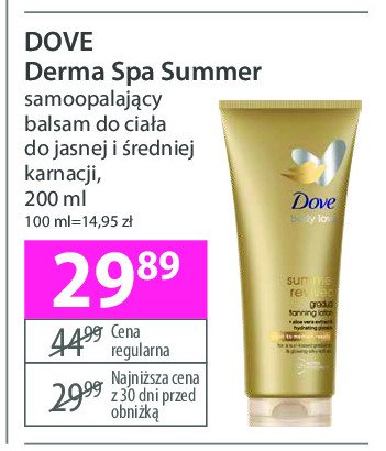 Balsam do ciała z samoopalaczem jasna karnacja Dove derma spa promocja