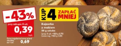 Kajzerka z makiem 50g  promocja w Kaufland